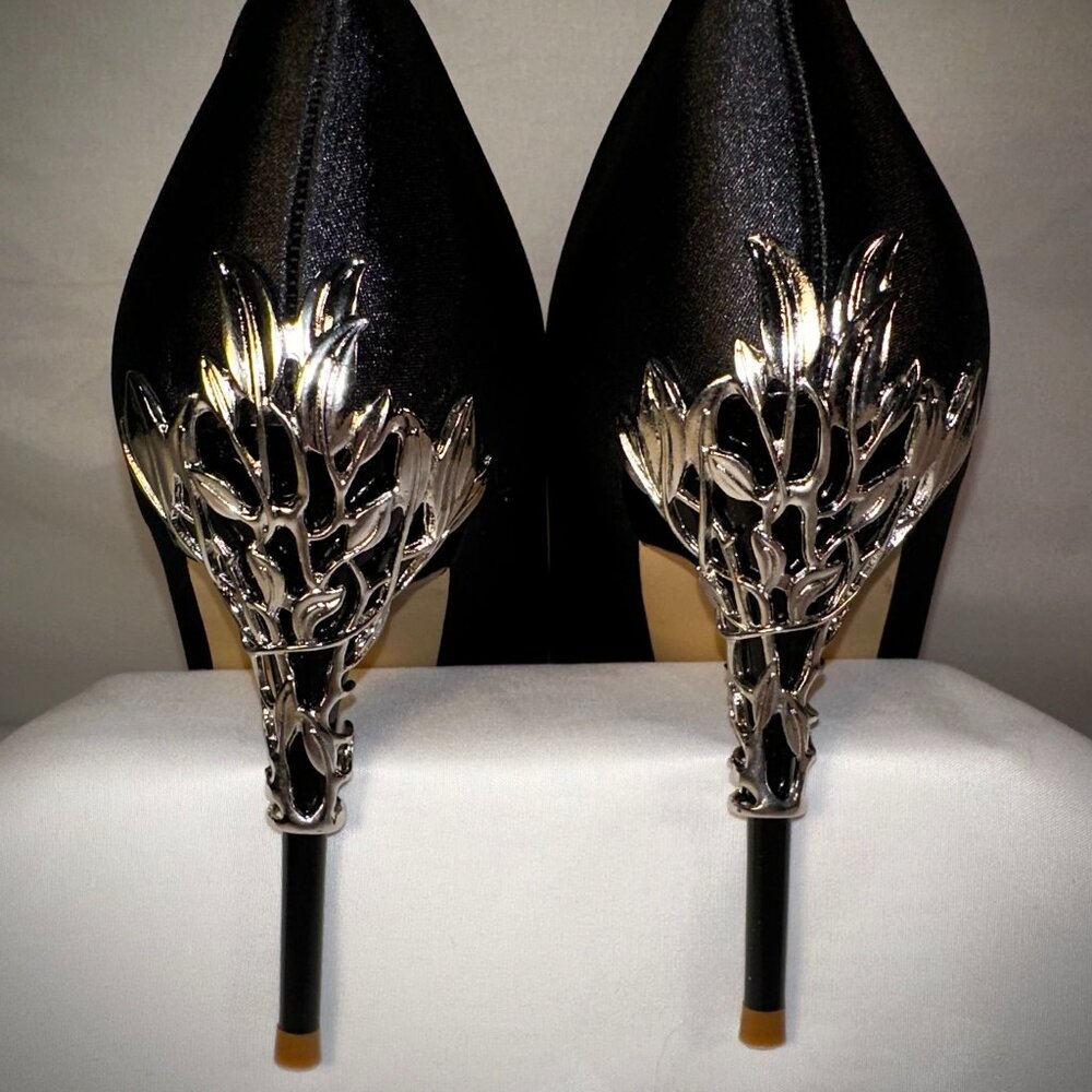 Black Heels With Vine Filigree